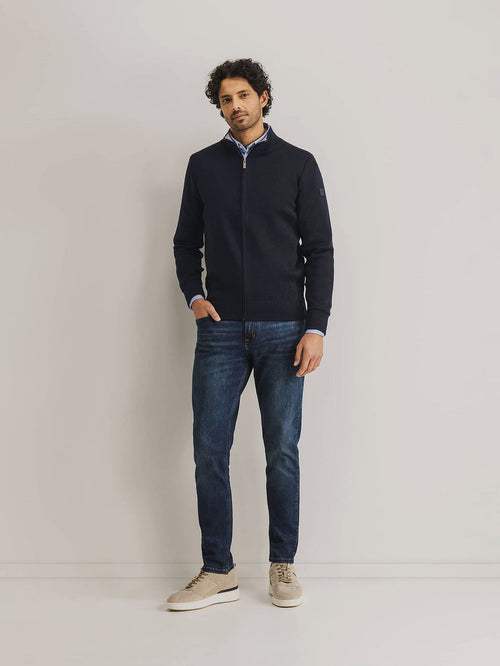 State of Art vest wol blend donkerblauw | Regular-fit