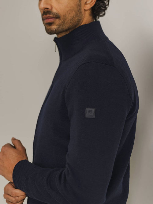 State of Art vest wol blend donkerblauw | Regular-fit