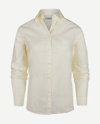 Steppin' Out blouse bibi Oxford streep dames geel | Regular-fit