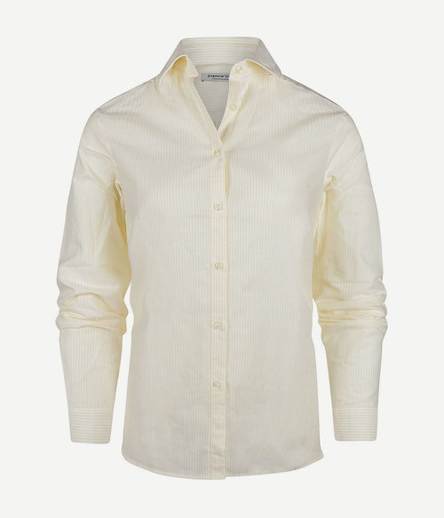 Steppin' Out blouse bibi Oxford streep dames geel | Regular-fit