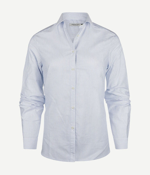 Steppin' Out blouse bibi Oxford streep dames lichtblauw | Regular-fit