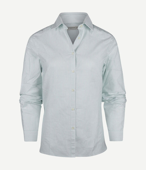 Steppin' Out blouse bibi Oxford streep dames mintgroen | Regular-fit