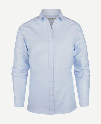 Steppin' Out blouse lauren Oxford dames lichtblauw | Slim-fit