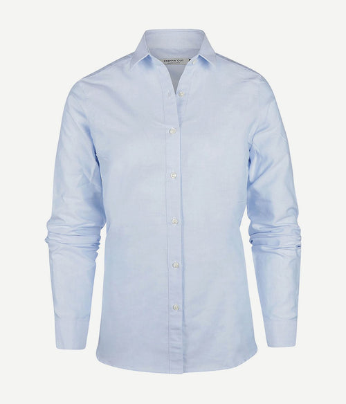 Steppin' Out blouse lauren Oxford dames lichtblauw | Slim-fit
