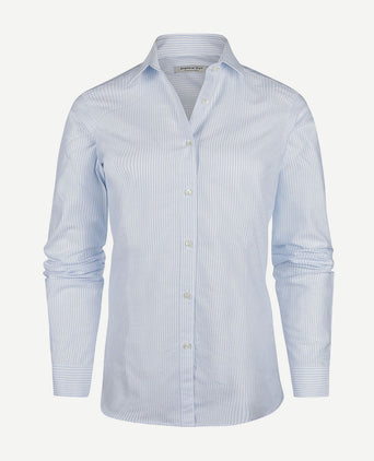 Blouse lauren Oxford gestreept light blue