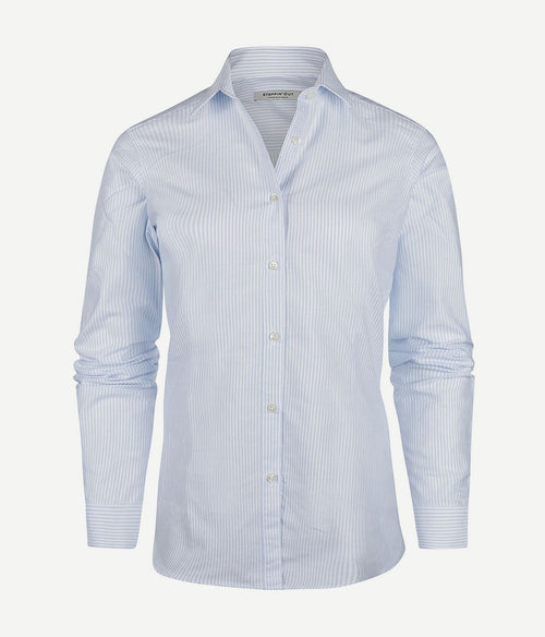 Steppin' Out blouse lauren Oxford gestreept light blue | Regular-fit