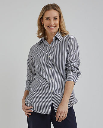 Steppin' Out blouse sara poplin streep blauw | Regular-fit