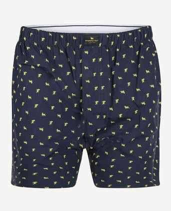 Boxershort poplin print donkerblauw