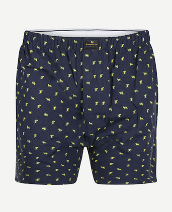 Boxershort poplin print donkerblauw