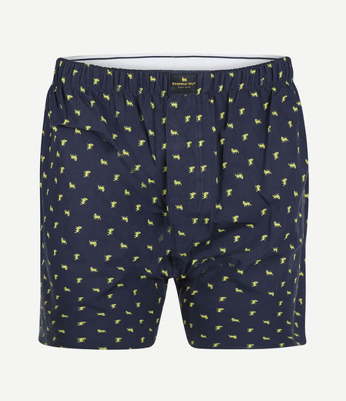 Boxershort poplin print donkerblauw