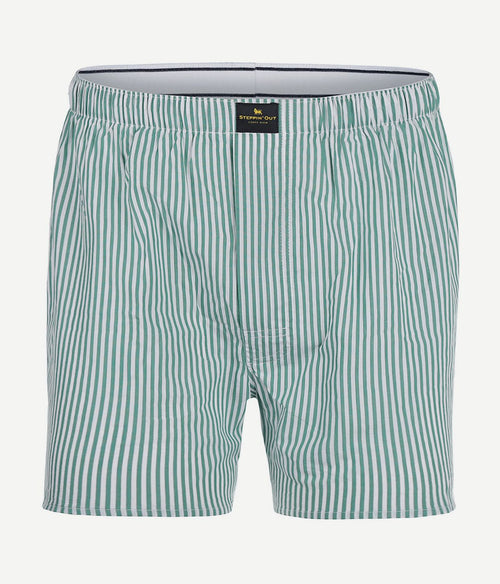 Steppin' Out boxershort streep poplin groen