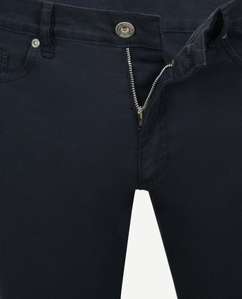 Broek 5-pocket johnson waffle donkerblauw