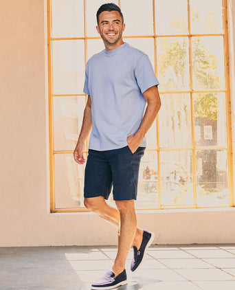 Milwau short linen donkerblauw