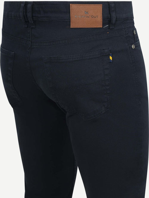 Broek 5-pocket johnson waffle donkerblauw