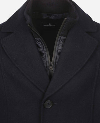 Caban coat wol donkerblauw