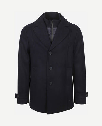 Caban coat wol donkerblauw