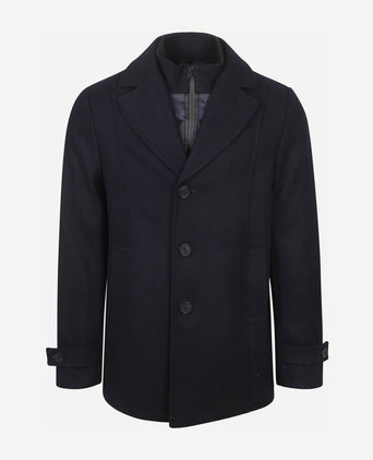 Caban coat wol donkerblauw