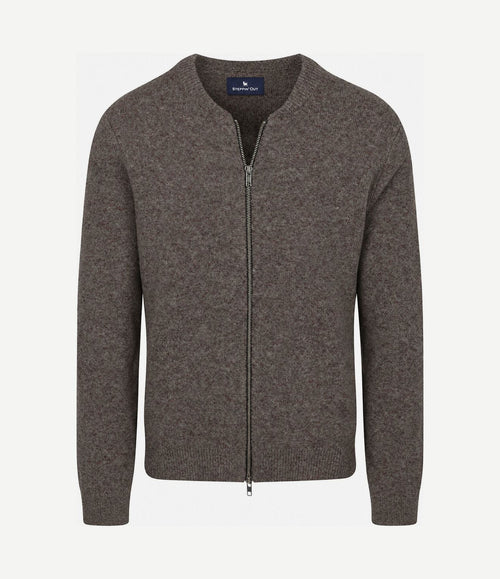 Cardigan lamswol taupe