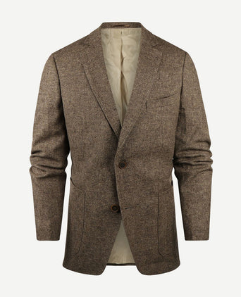 Steppin' Out colbert lamswol herringbone bruin | Regular-fit