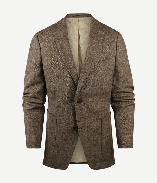 Steppin' Out colbert lamswol herringbone bruin | Regular-fit