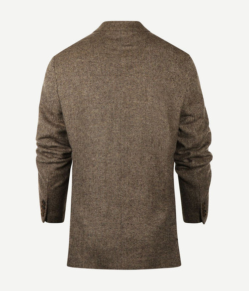 Steppin' Out colbert lamswol herringbone bruin | Regular-fit