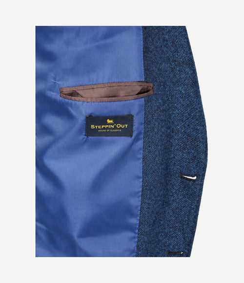 Colbert lamswol tweed blauw