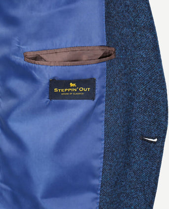Colbert lamswol tweed blauw
