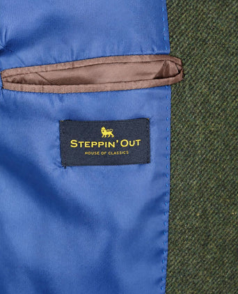 Colbert lamswol tweed groen