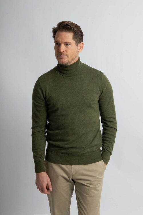 Steppin' Out coltrui cotton cashmere olijfgroen | Regular-fit