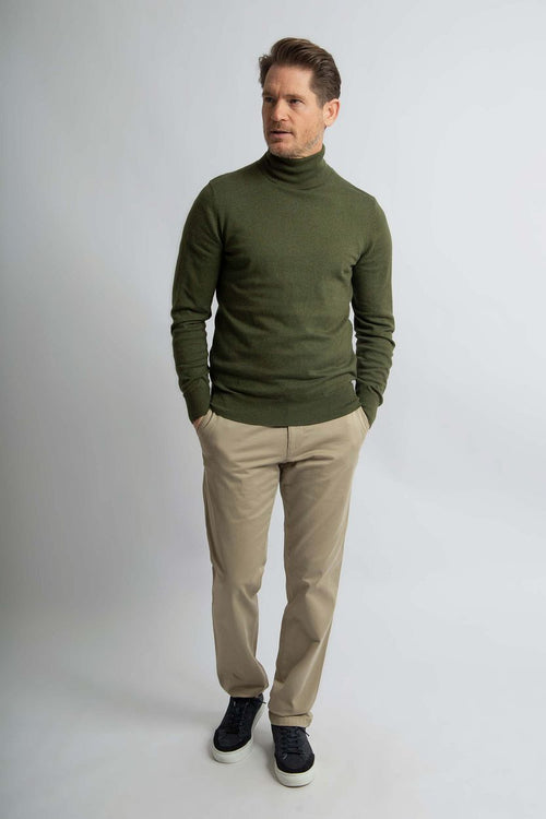 Steppin' Out coltrui cotton cashmere olijfgroen | Regular-fit