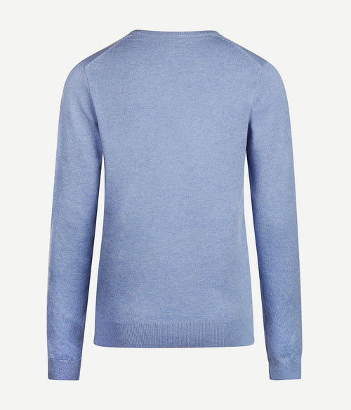 Steppin' Out dames pullover v-hals merinowol mid blauw | Regular-fit