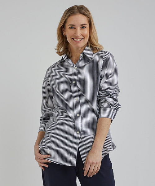 Blouse sara poplin streep blauw