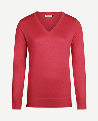 Damestrui cotton cashmere v-hals donkerroze
