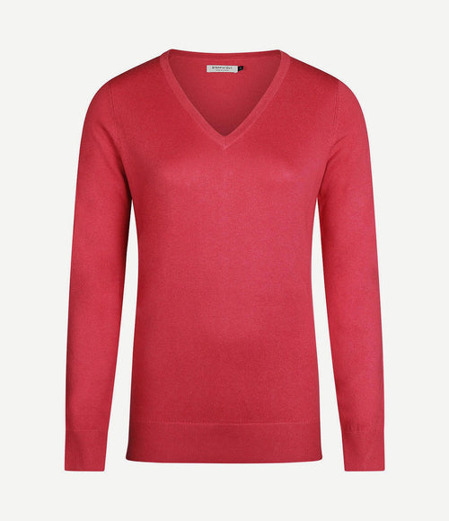 Damestrui cotton cashmere v-hals donkerroze