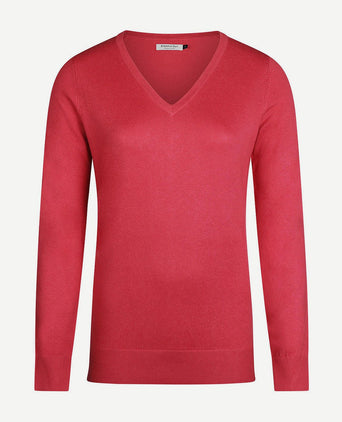 Steppin' Out damestrui cotton cashmere v-hals donkerroze | Regular-fit