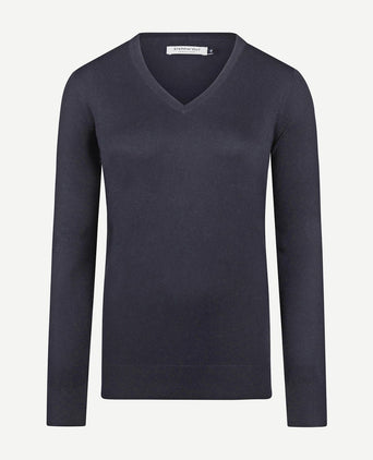Damestrui cotton cashmere v-hals donkerblauw