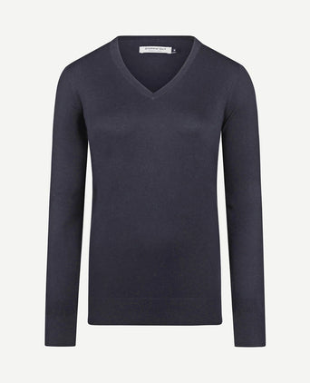 Damestrui cotton cashmere v-hals donkerblauw