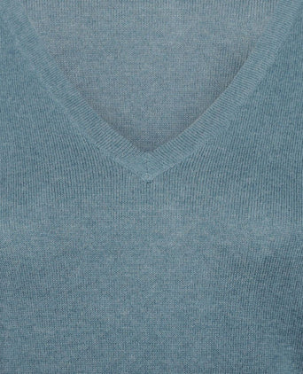 Steppin' Out damestrui cotton cashmere v-hals sage | Regular-fit