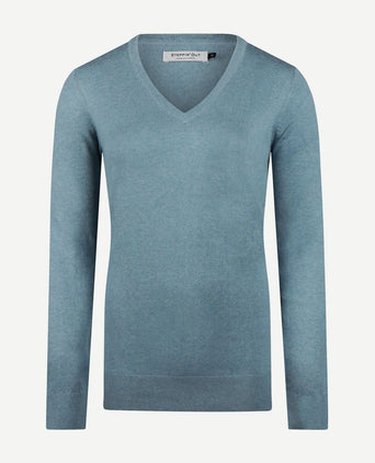 Steppin' Out damestrui cotton cashmere v-hals sage | Regular-fit