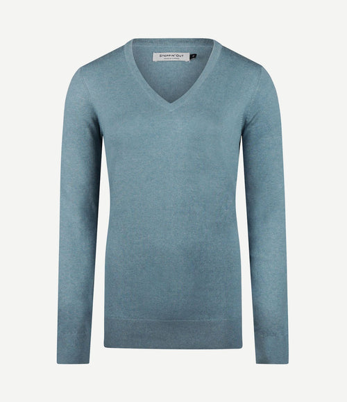 Damestrui cotton cashmere v-hals sage