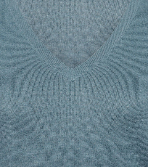 Steppin' Out damestrui cotton cashmere v-hals sage | Regular-fit