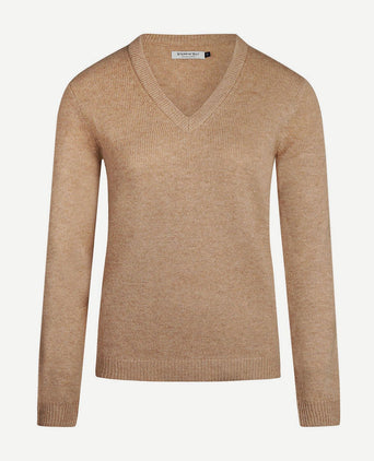 Steppin' Out damestrui v-hals lamswol camel | Regular-fit