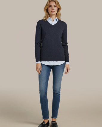 Steppin' Out damestrui v-hals lamswol donkerblauw | Regular-fit