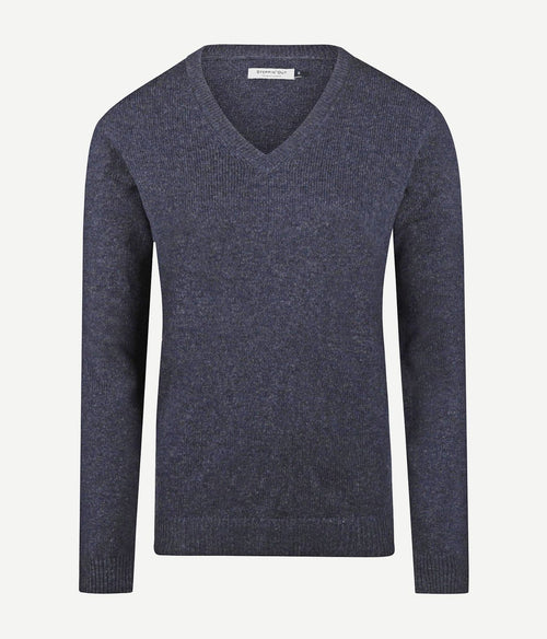 Damestrui v-hals lamswol donkerblauw