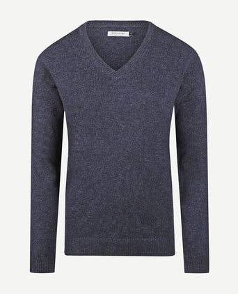 Steppin' Out damestrui v-hals lamswol donkerblauw | Regular-fit