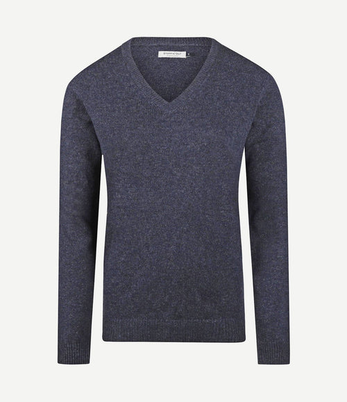 Damestrui v-hals lamswol donkerblauw
