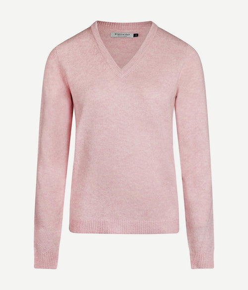 Steppin' Out damestrui v-hals lamswol roze | Regular-fit