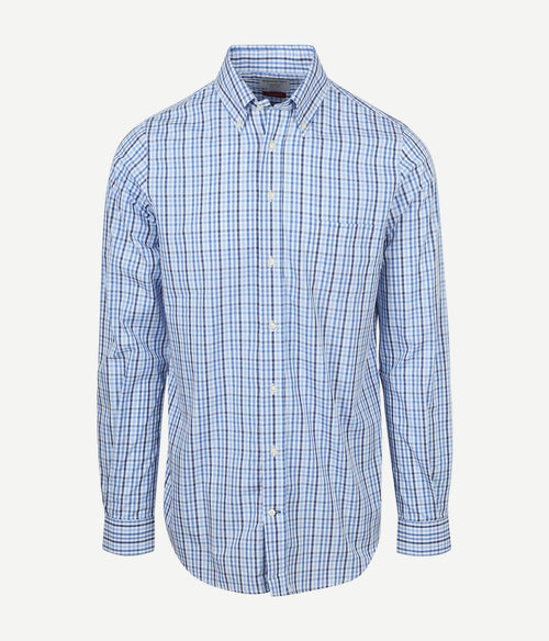 Extra lange mouwen overhemd ruit blauw