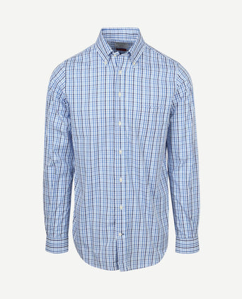 Extra lange mouwen overhemd ruit blauw