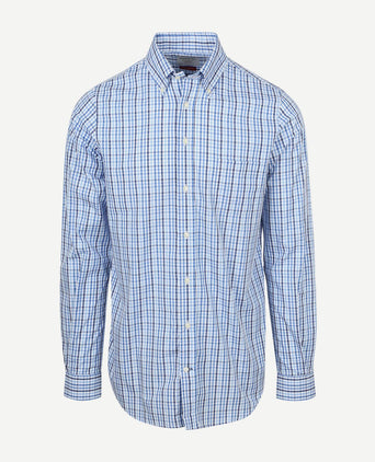 Extra lange mouwen overhemd ruit blauw